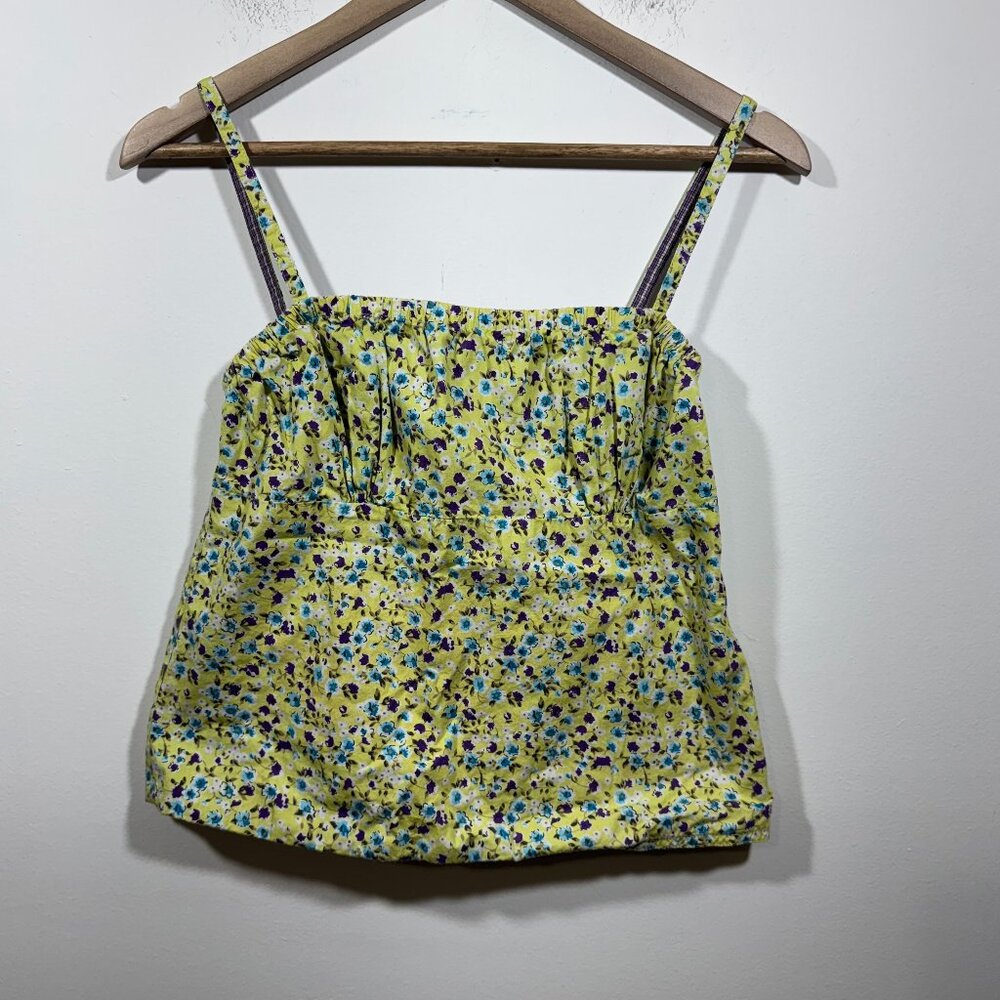 OCI Y2K Womens Floral Babydoll Open Back Crop Tank Top Size L Fairy Festival